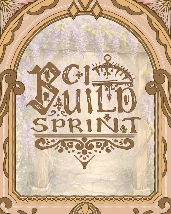 BCI Build Sprint teaser artwork: the event lettering inside an Art Nouveau arch under hanging wisteria